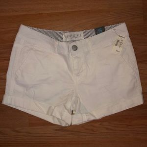 All white Aeropostale shorts.
